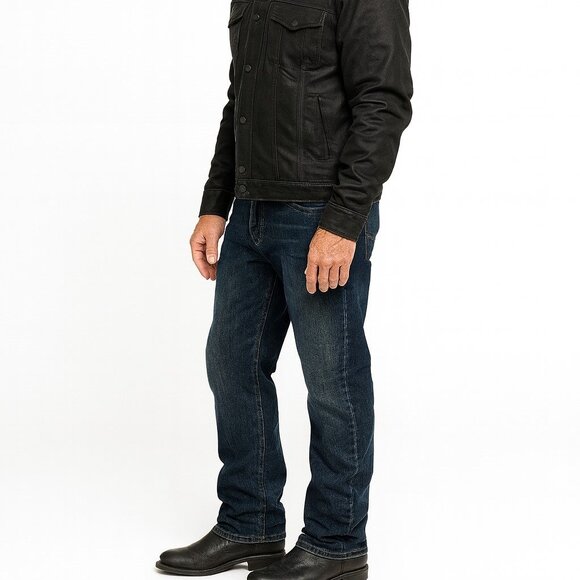 Harley Davidson Dark Wash Modern Straight Leg Denim Jeans Mens 40x31 EUC - Picture 1 of 15